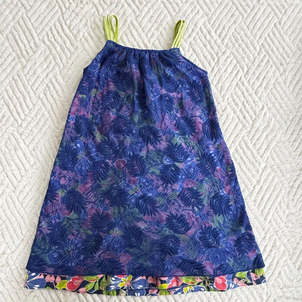 American Girl Size 8 Blue Floral Mesh Overlay Sundress Triple Strap Jersey